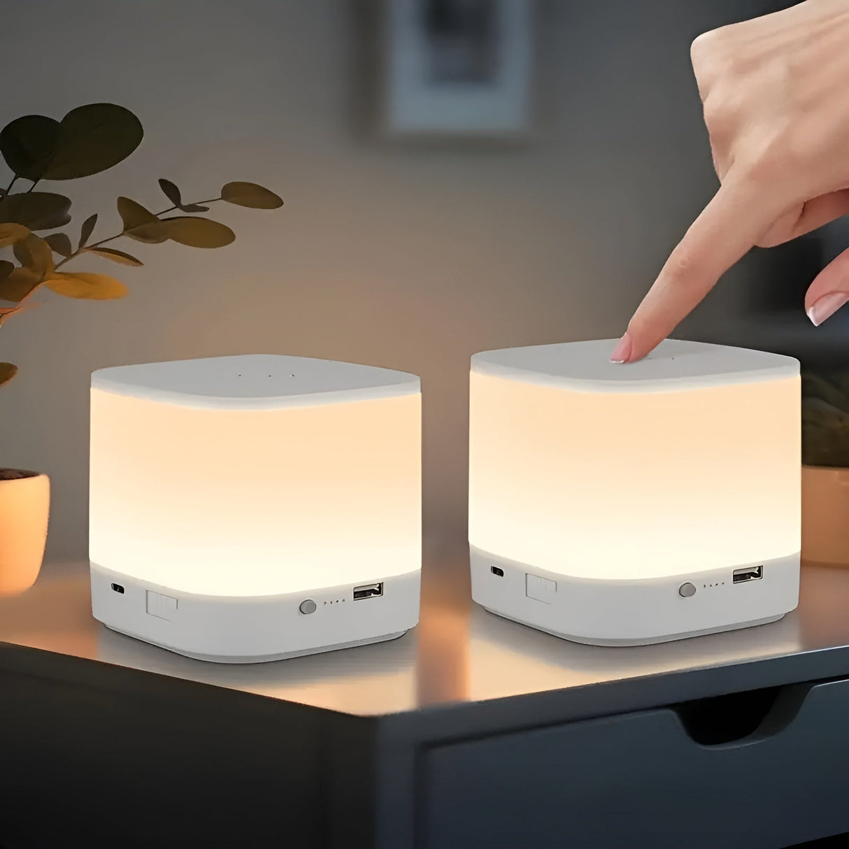 LED-bordlampa med touch-dimmer – Justerbar ljusstyrka och färgtemperatur | USB-laddning, timer, ideal för sovrummet Carvallo