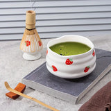Matcha Set med jordgubbsskål – Traditionellt tillbehör för Matcha Latte Carvallo
