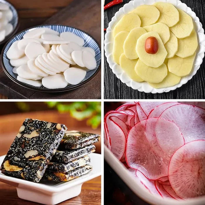 Manuell multifunktionell livsmedelsskärmaskin – Robust kött- och grönsaksskärare för frysta varor Carvallo