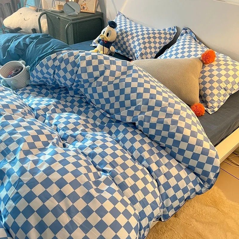 Abstract Schackrutig Enkel Sängklädset Carvallo