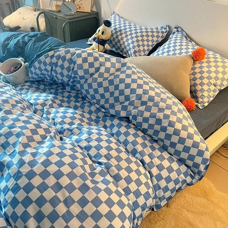 Abstract Schackrutig Enkel Sängklädset Carvallo