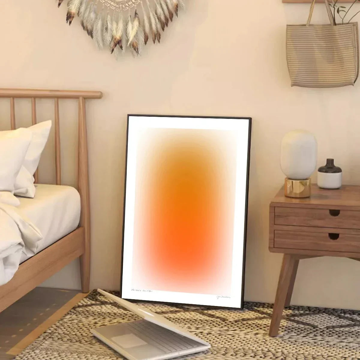 Abstrakt Dizzy Blå & Orange Leinärtryck Modern Konst Carvallo