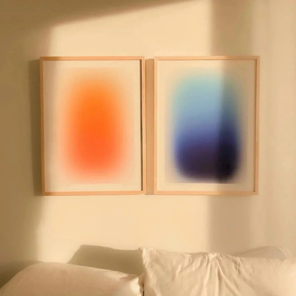 Abstrakt Dizzy Blå & Orange Leinärtryck Modern Konst Carvallo