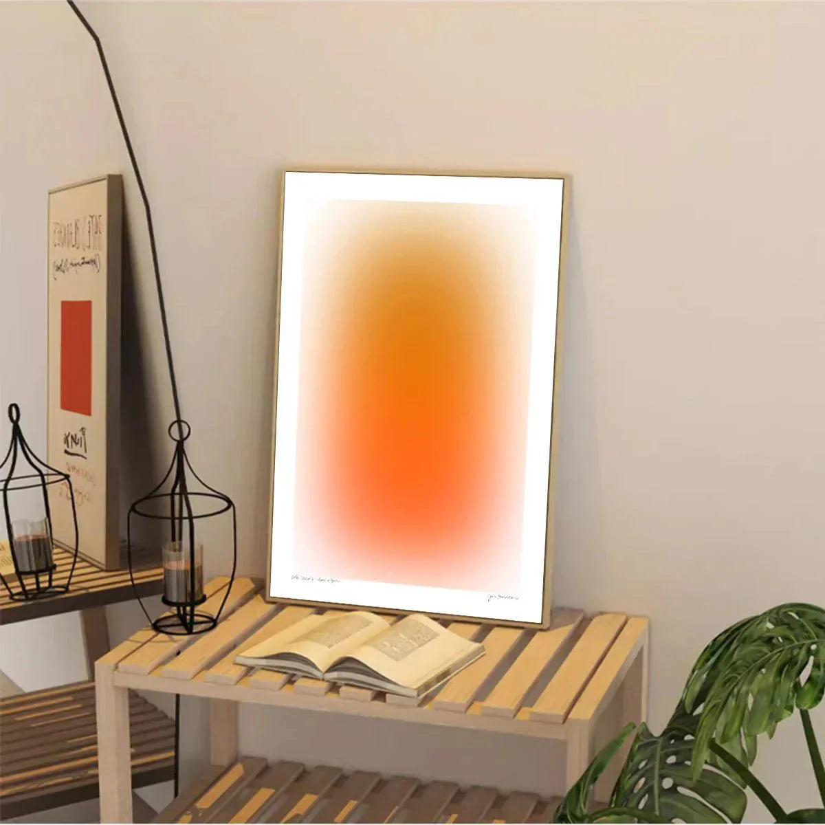 Abstrakt Dizzy Blå & Orange Leinärtryck Modern Konst Carvallo