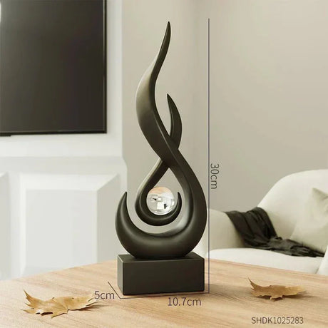 Abstract Flame Sculpture Ornament - Creative Ceramic Decor Carvallo