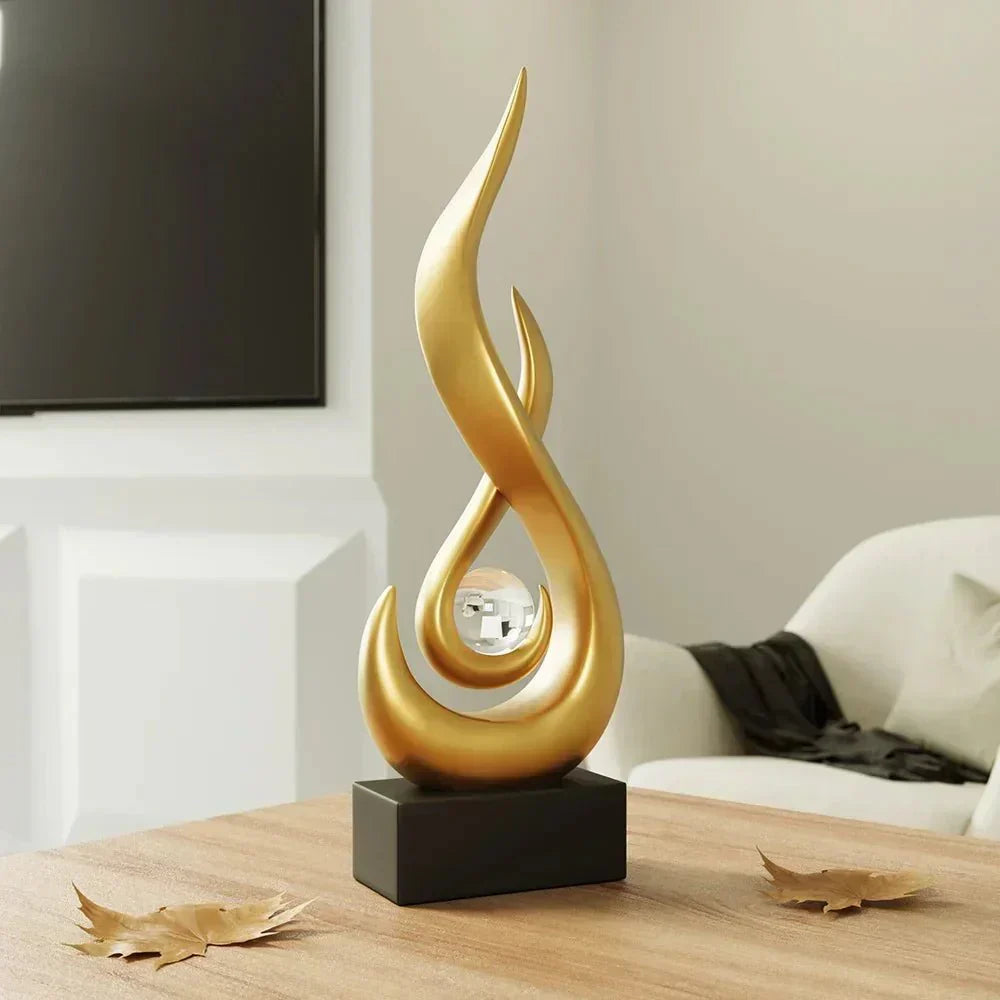 Abstract Flame Sculpture Ornament - Creative Ceramic Decor Carvallo