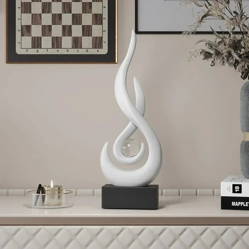 Abstract Flame Sculpture Ornament - Creative Ceramic Decor Carvallo