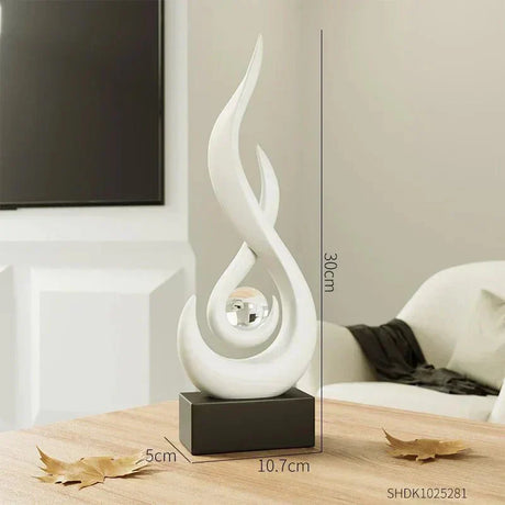 Abstract Flame Sculpture Ornament - Creative Ceramic Decor Carvallo