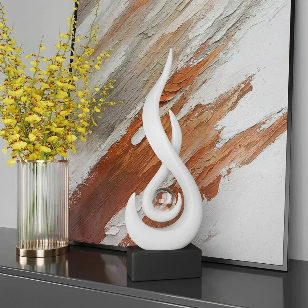 Abstract Flame Sculpture Ornament - Creative Ceramic Decor Carvallo