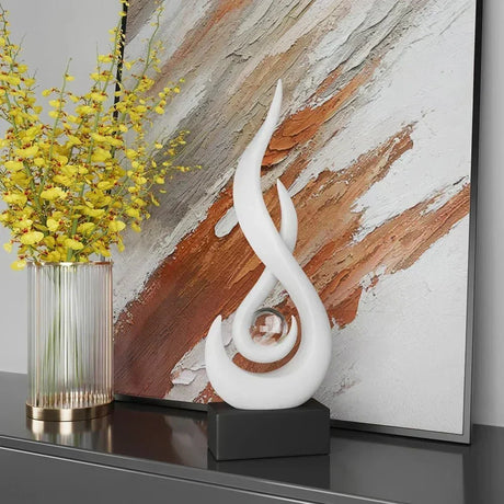 Abstract Flame Sculpture Ornament - Creative Ceramic Decor Carvallo