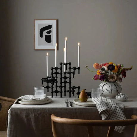 Abstrakt Stil Molekylär Struktur Ljuslykta - Metall Design Carvallo