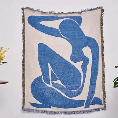 Abstrakt Vävt Pläd med Vintage Stickat Mönster Carvallo