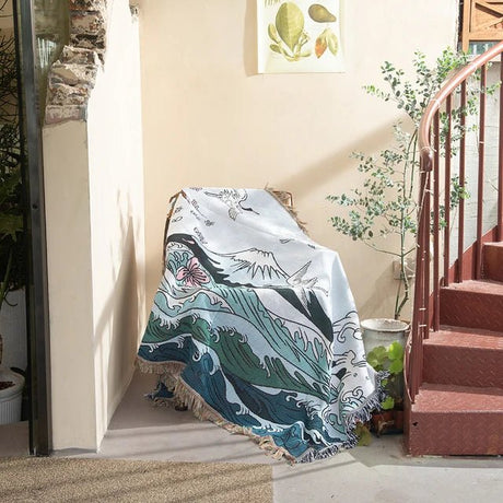 Färgglad abstrakt vävd gobelängpläd 160x130cm Carvallo