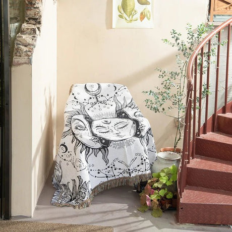 Färgglad abstrakt vävd gobelängpläd 160x130cm Carvallo