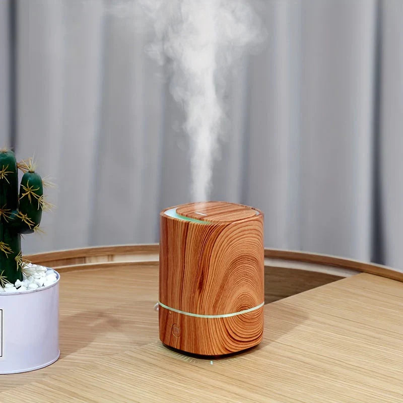 Ultraljuds-luftfuktare med träliknande utseende – Tyst aromadiffuser med LED & automatisk avstängning Carvallo