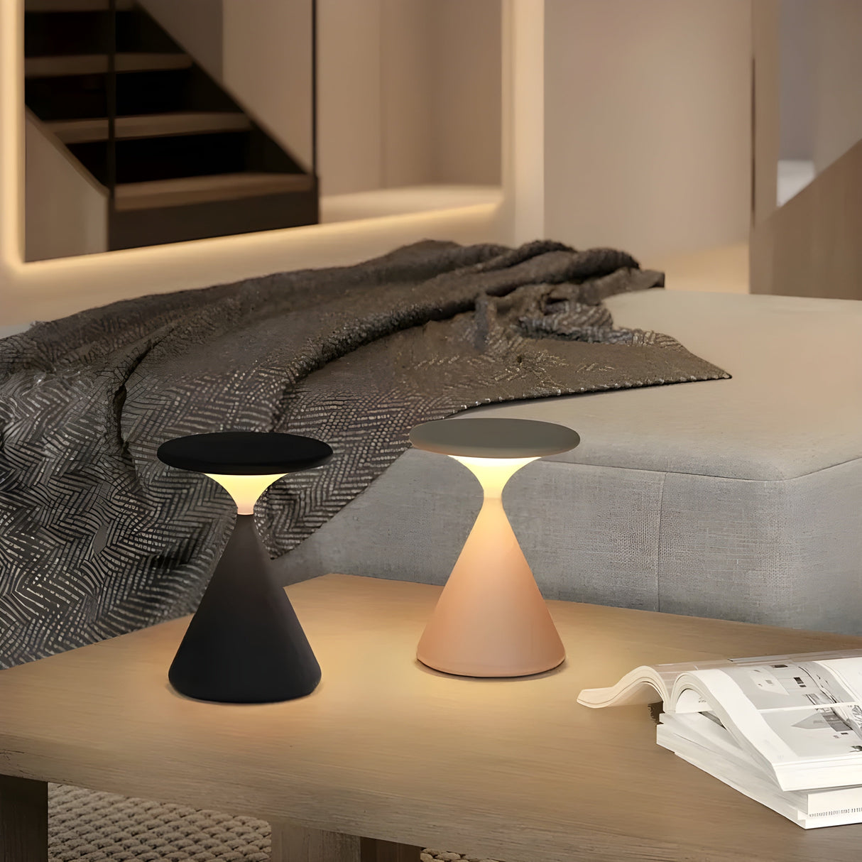 CalmGlow Lampa - Rund Touch-Dimm-Bordlampa Carvallo