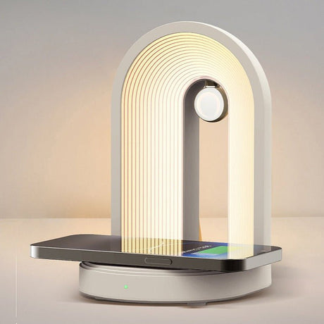Arc Bordslampa med Trådlös Laddare & Bluetooth Högtalare Carvallo