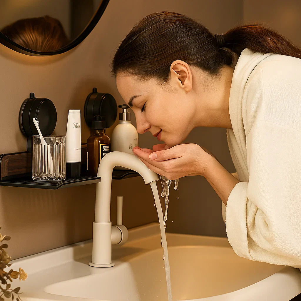 Badrums sugkop handfatshyllan i valnöt design Carvallo