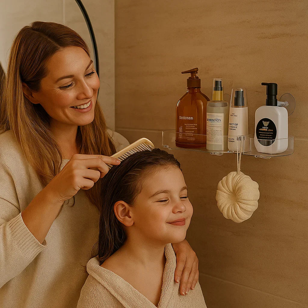 Fällbart badrums sugpropp hylla Carvallo