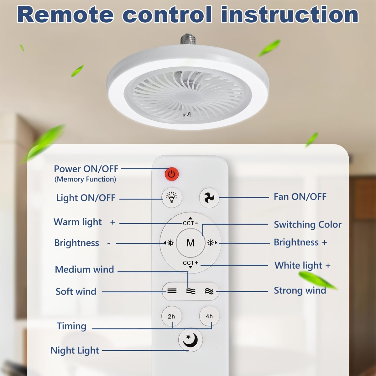 LED Smart Fan Lamp – Dimbar och Tyst Carvallo