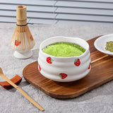 Matcha Set med jordgubbsskål – Traditionellt tillbehör för Matcha Latte Carvallo