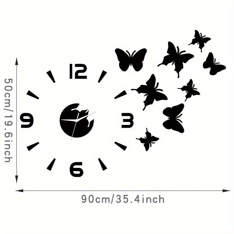 AcrylicButterfly - DIY 3D Fjäril Spegel Väggen Klocka Carvallo