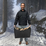 Fällbar Filtkorg XL med Trähandtag - Hållbar och Stilig Träbärare för Inomhusbruk Carvallo