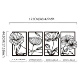 LotusCharm Decor - 4-delat blommor metall väggdekor Carvallo