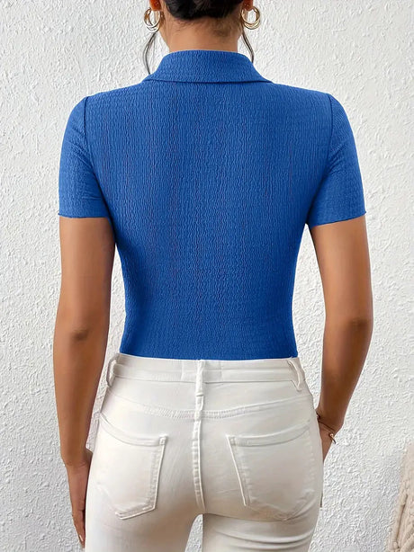 Dam Kortärmad Blus Avslappnad Lätt Tyg Hemnix