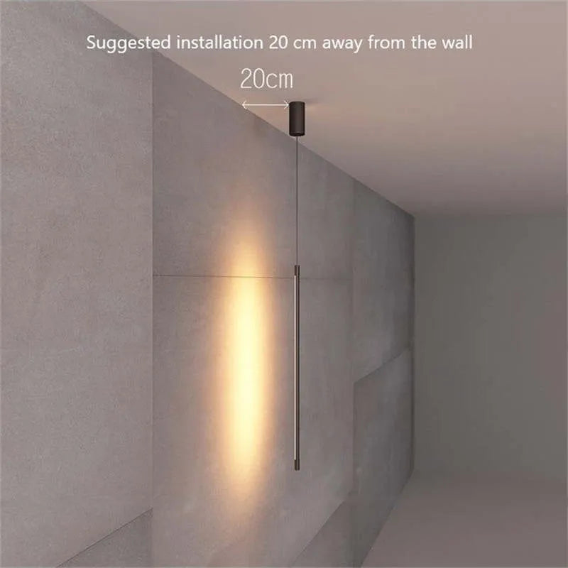 Pendellampa Slim Svart Metall Sänglampa Carvallo