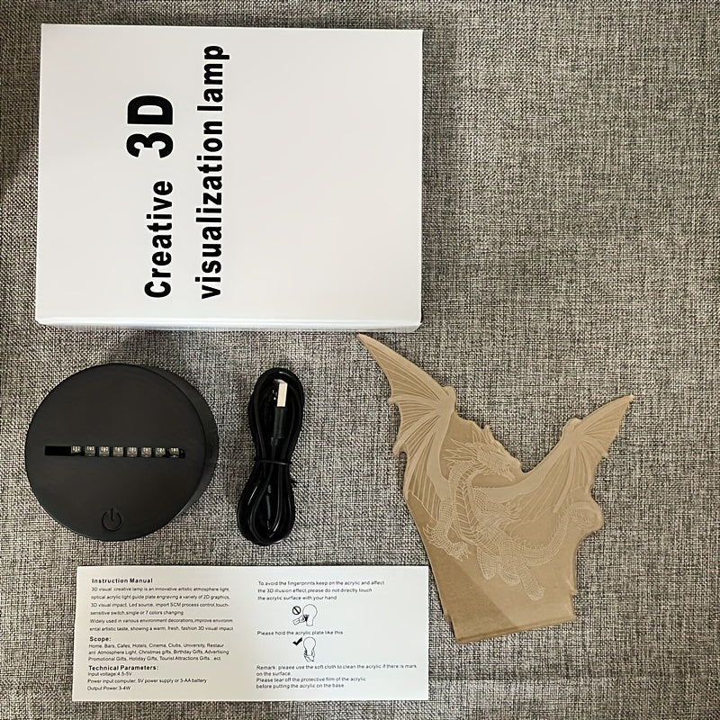 DinoLicht - 3D Dinosaurielampa med Beröringskontroll, RGB Ljus Carvallo