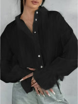 Herrskjorta Broderad Krage Chic Design 100% Bomull-Skjortor-Bellasverige-Svart-XS-Hemnix