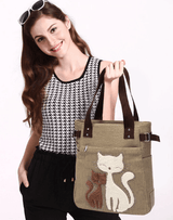 Katt broderi Canvas väska-Accessories-Bellasverige-Hemnix
