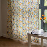 Gul Blomma Fringed Ljusfiltrerande Bomull Linne Gardin Carvallo