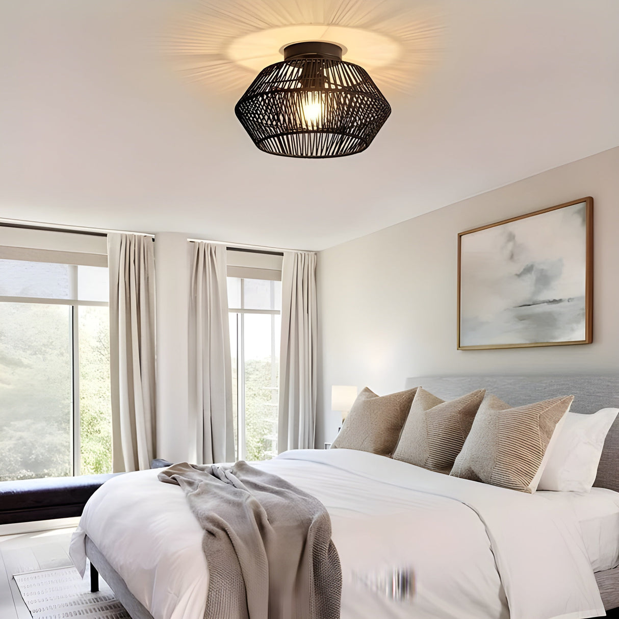 HavenWeave Light - Vintage LED Rattan Flätad Taklampa Carvallo