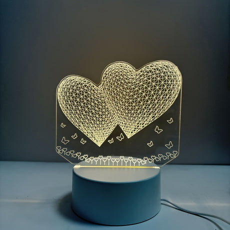 HartenLicht - Geometrisk USB Bordslampa med Varm Glöd för Kärleks Tema Dekoration Carvallo