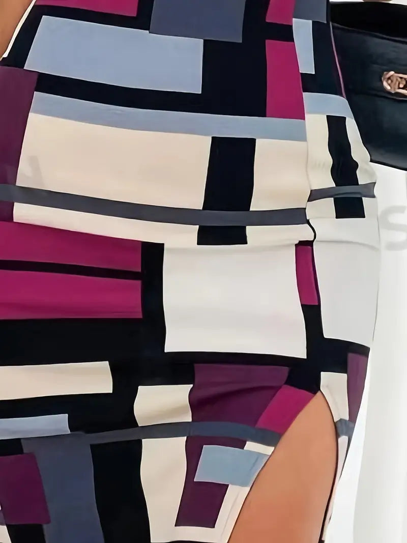 Dam Sommarklänning Färgblockad Figursydd Polyester-Klänningar-Bellasverige-Hemnix