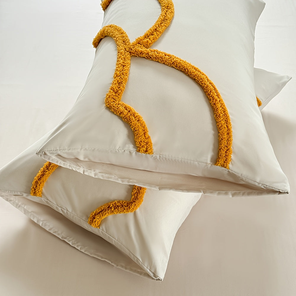 Tufted Sängkläder Set – Sängöverkast och Kuddeöverdrag med Stort Blommönster Carvallo