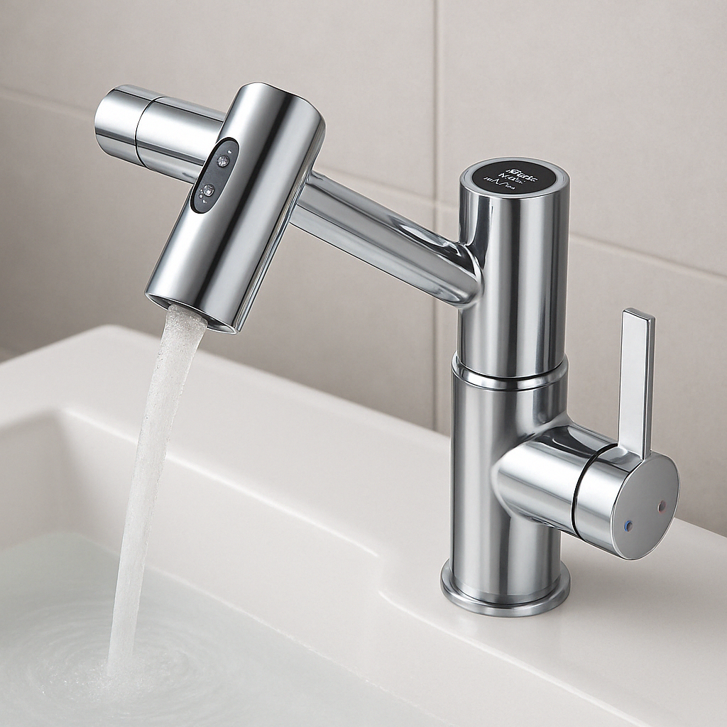 Badrumsblandare Svart Modern Mixer med LED-display Carvallo