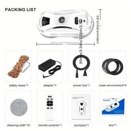 Fullt automatiskt fönsterputs - Intelligent glasrengörare med fjärrkontroll för effektiv rengöring Carvallo