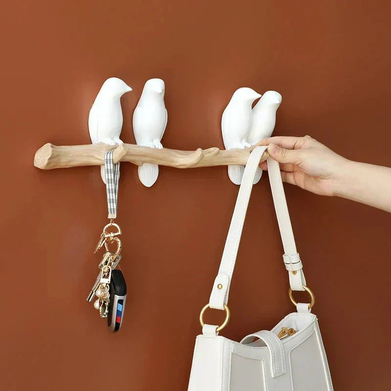 Carvallo-Väggkrok Voglia Naturträ | Med fågelmotiv | 100 % Massivt trä | För hall, vardagsrum & sovrum Carvallo