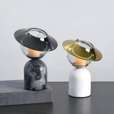 Svart marmor effekt ljusstake med vaxsmältare Carvallo