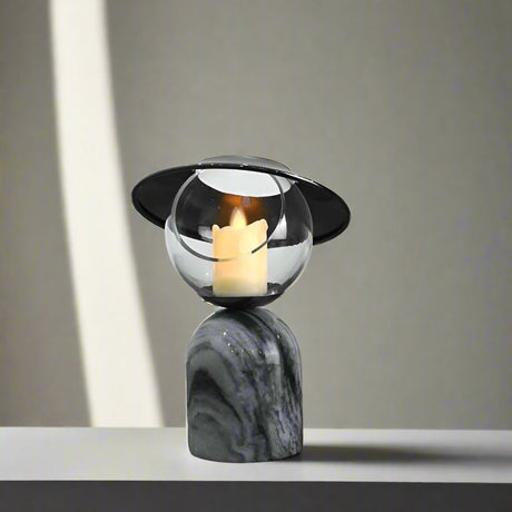 Svart marmor effekt ljusstake med vaxsmältare Carvallo