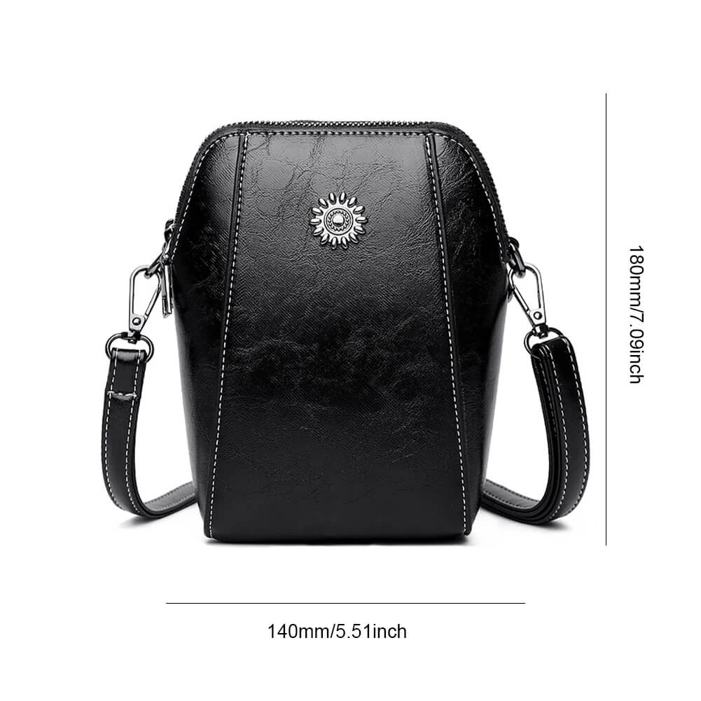 Vintage Crossbody Läderväska för Kvinnor - Justerbar Axelrem, Kompakt Design och Elegant Stil-Handväska-BB-Svart-Hemnix