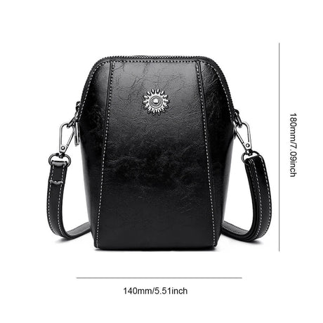 Vintage Crossbody Läderväska för Kvinnor - Justerbar Axelrem, Kompakt Design och Elegant Stil-Handväska-BB-Svart-Hemnix