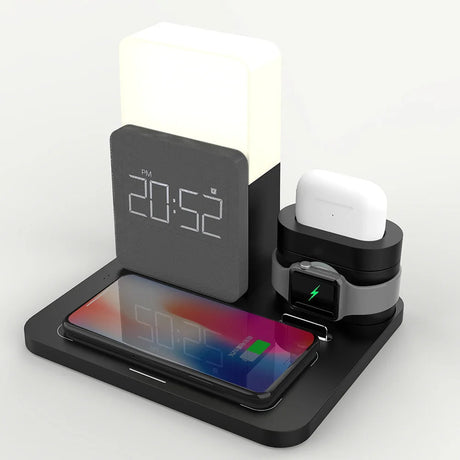 Multifunktionell Trådlös Laddningsstation – Lampa och Väckarklocka Ingår Carvallo