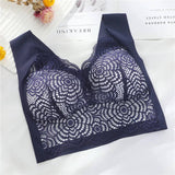 ComfortMax - Plus Size Sömlös BH för Kvinnor M-5XL - Trådlös Minimizer - Push Up-Personligt-BB-Blå-Vit-Medium-Hemnix