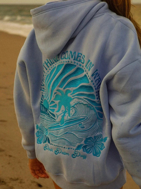 Pink palm - Hoodie med tropisk grafik-Hemnix-Blå Vågor-XS-Hemnix