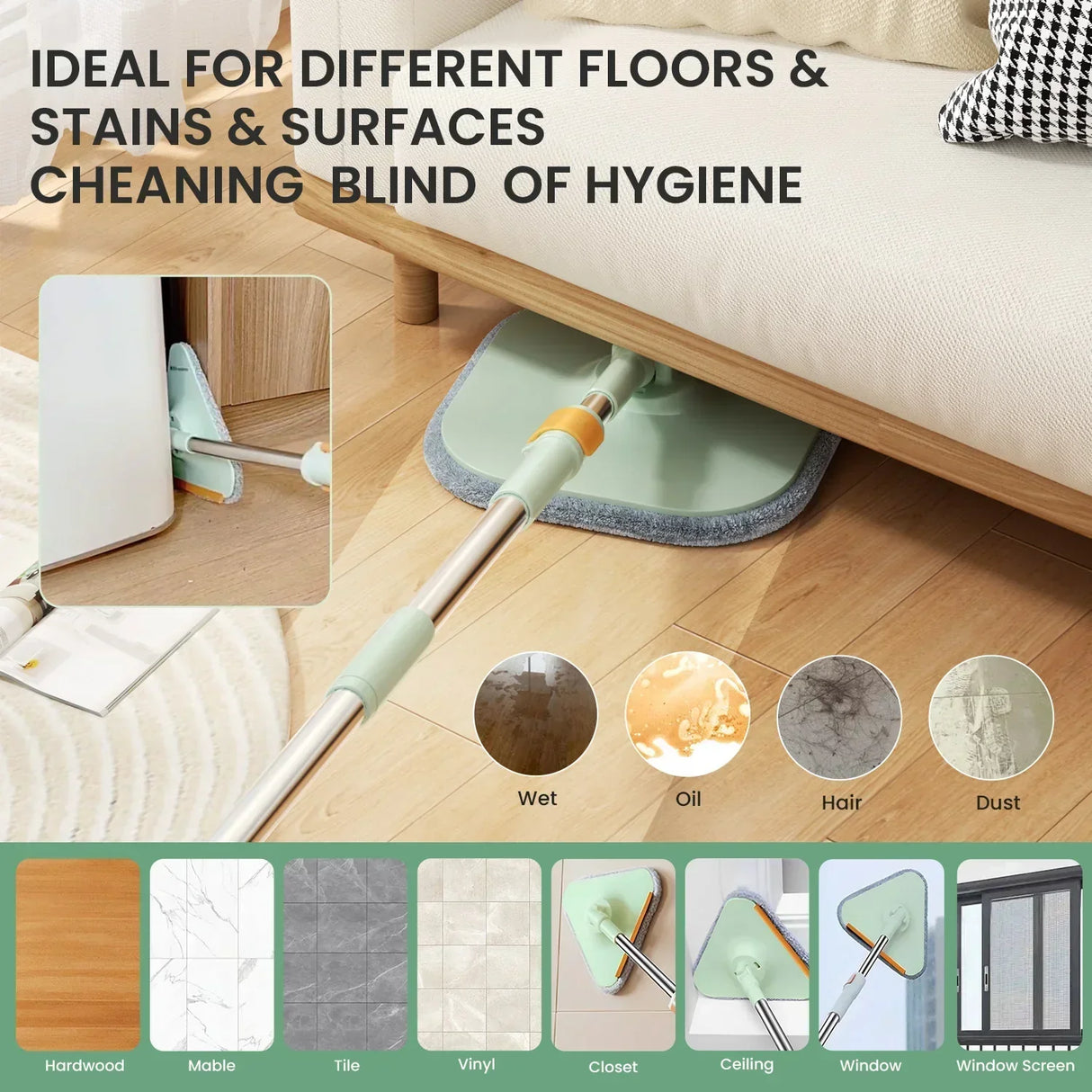 Carvallo-Set TwistClean Pro | 360° Rotation & Smutsavskiljning | Mikrofiber | Händer-fria rengöringssystem Carvallo