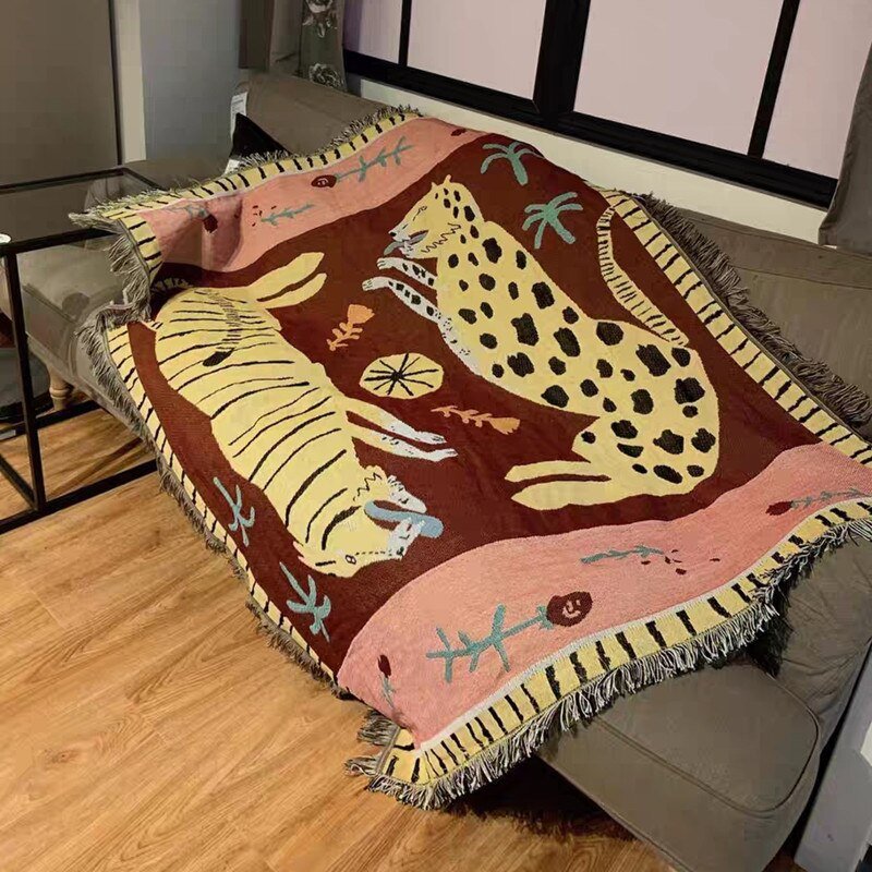 Boho Stil Stickad Filt för Mysig Heminredning Carvallo